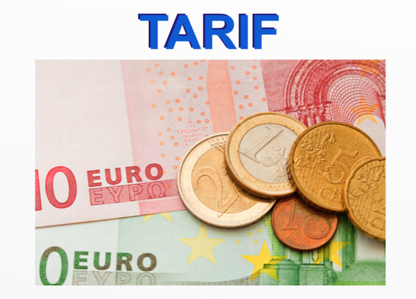 Tarif en vigueur