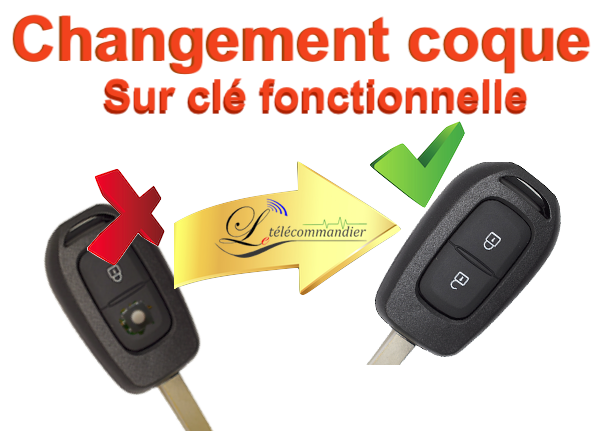  Changement Boîtier clé lame fixe 2 boutons - Duster-Logan-Sandero-Lodgy