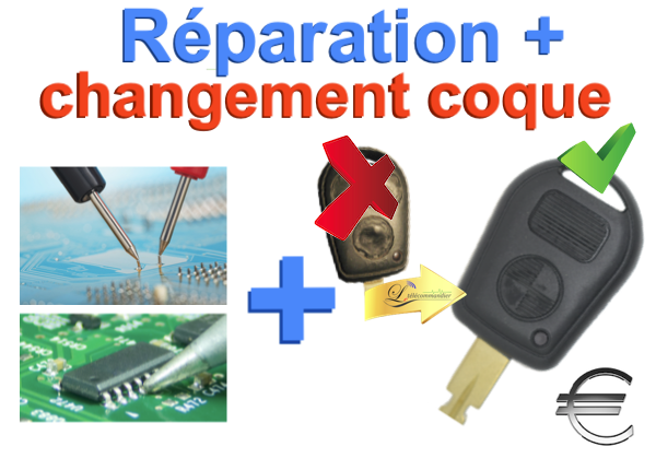 Réparation changement de coque  2 boutons -Serie 3 E30, E36, E46, E90, E91, E92, E93, M3 Serie 5 E34, E39, E60, E61, M5 Serie 6 E63, E64, M6 Serie 7 E38, E65