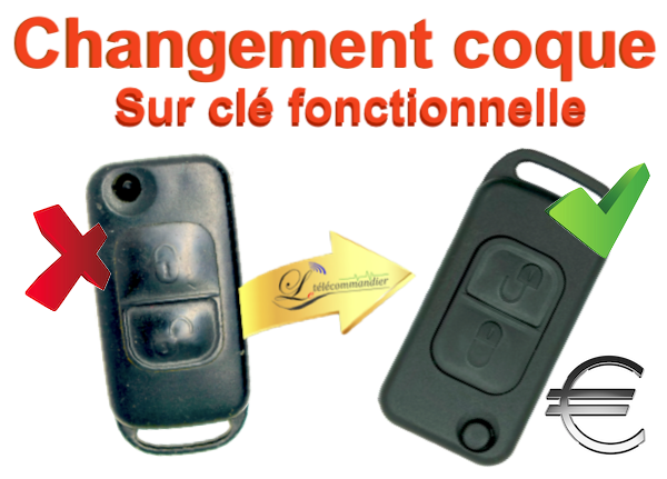 Changement Boîtier Clé Pliante Mercedes 2 boutons - Radio