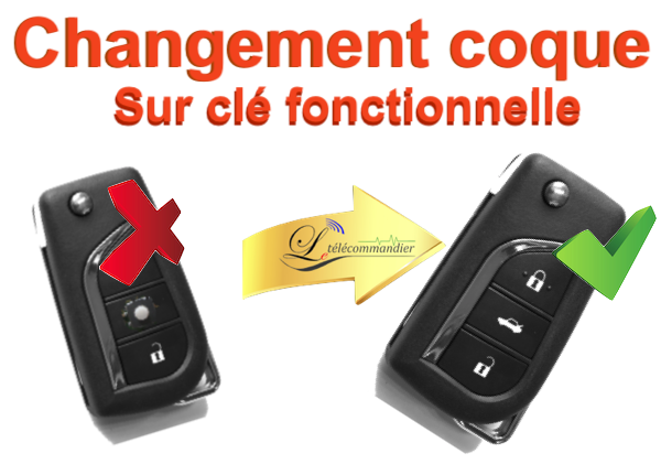 Changement Boîtier Clé Pliante 2 boutons Toyota 