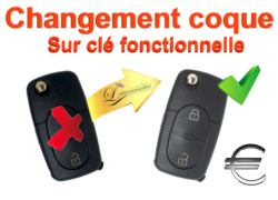 Changement Boîtier Clé Audi 2 boutons - A3-A4-A6-A8-TT-Q1-Q3-Q5-RS3-RS4-S3-S4