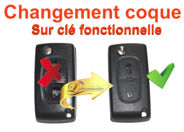 Changement boitier Clé Pliante Berlingo 2 boutons 